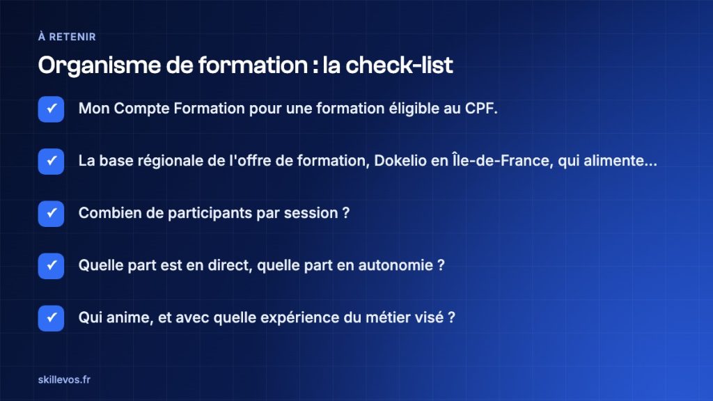 organisme de formation : check-list