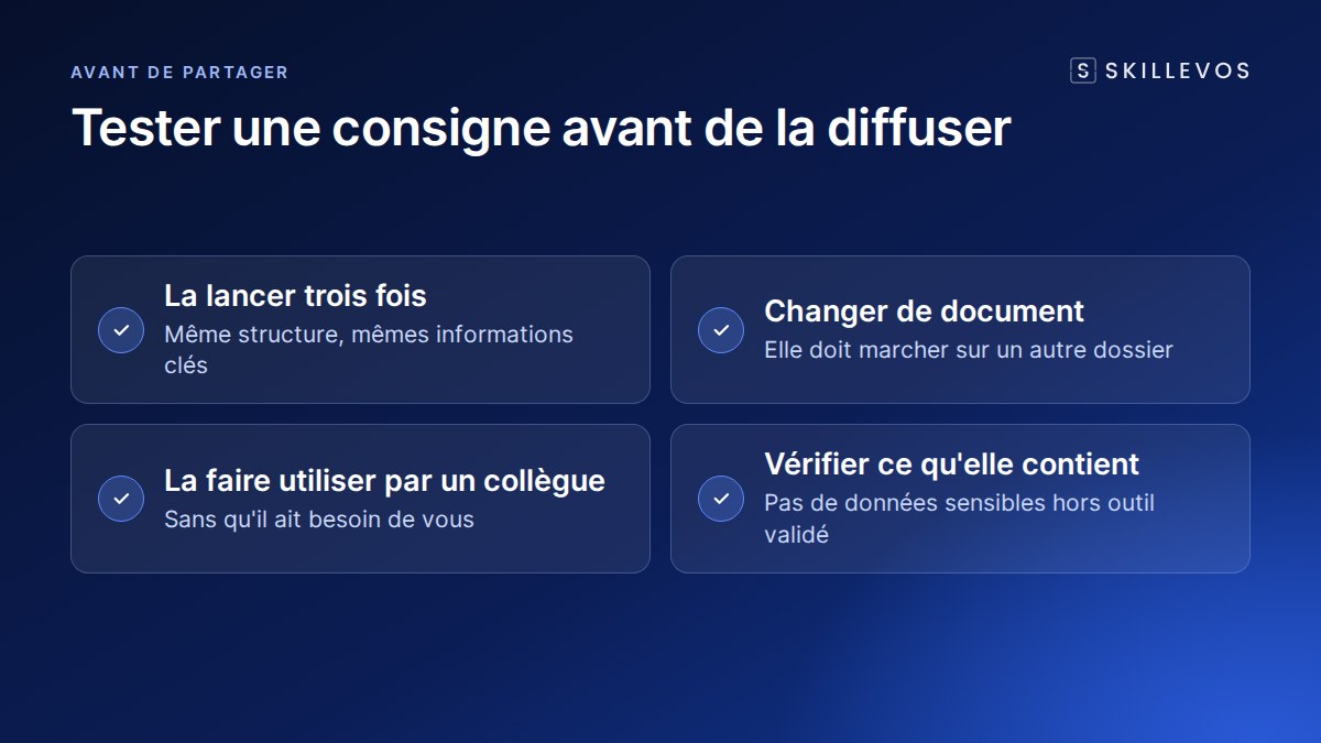 Tester une consigne IA efficace avant de la partager