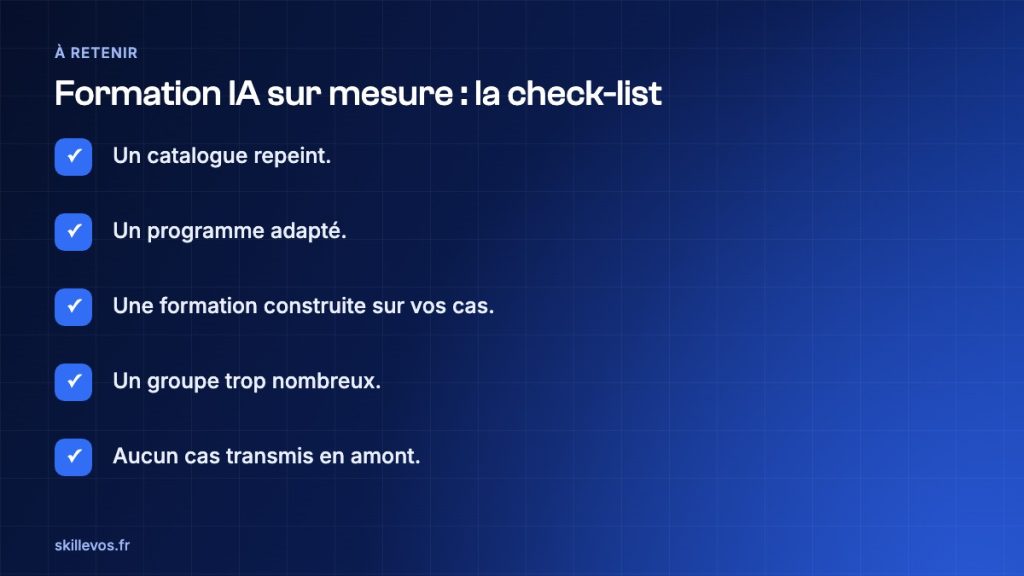 formation IA sur mesure : check-list
