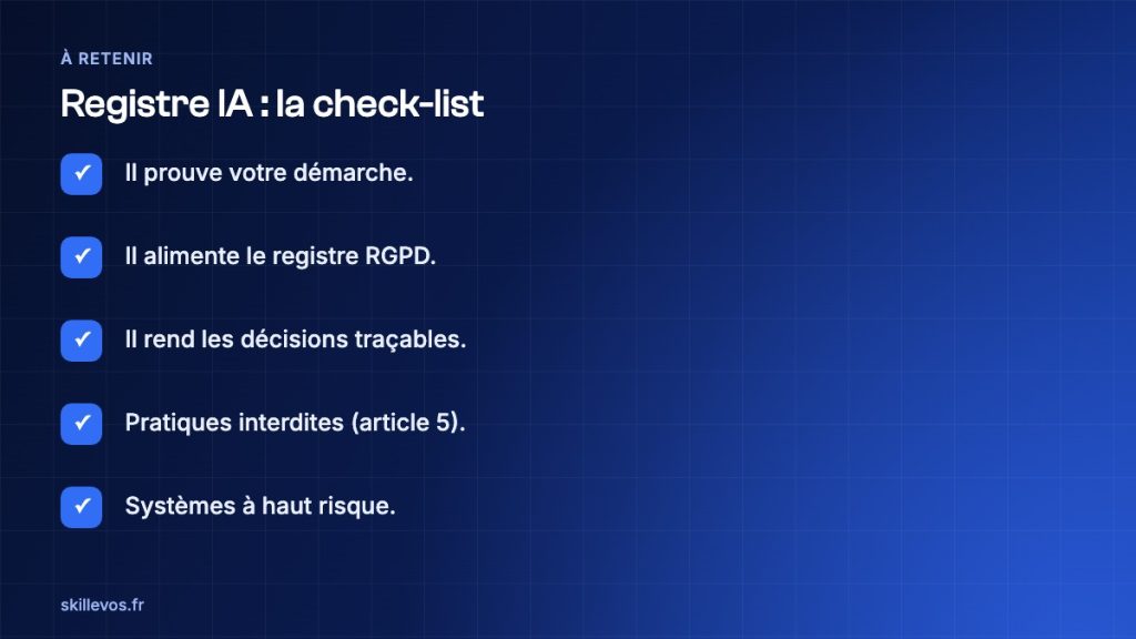 registre IA : check-list
